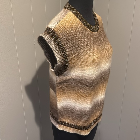 Marled gradient shades of brown Brown Spacedye sweater knit vest. Sparkle edge. - Picture 2 of 5